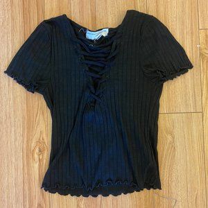 Urban Outfitters Black Lace Up Top